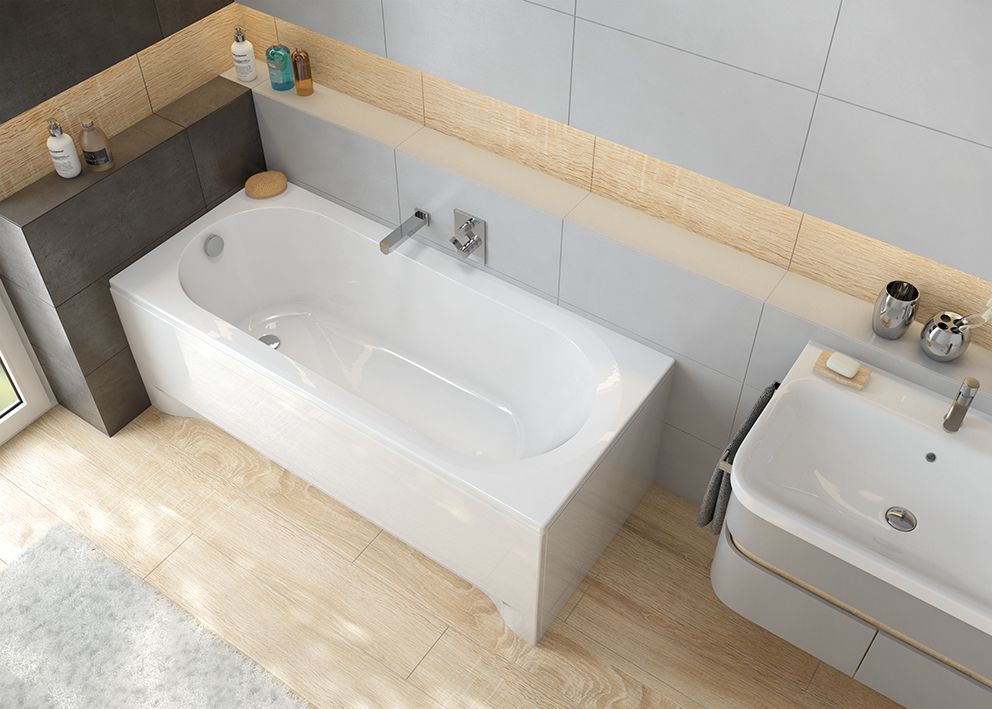 Wanna 140x70 prostokatna akrylowa IDA  ExclusiveLine ESSENTE projekt małej łazienki