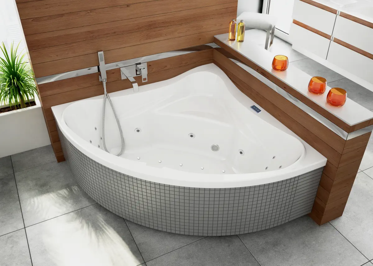 Arrangement corner hydromassage bath tub IVEA 135x135 cm