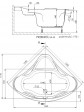 Technical drawing of the corner bathtub with hydromassage 135x135 cm IVEA