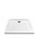 Square, low BOLTON shower tray 90x90x6 cm, white with a drain in the middle - 1