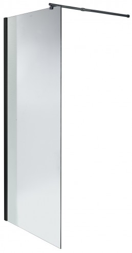 FLIT Walk-In black wall shower enclosure 80x190 cm safety glass 8 mm