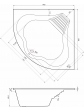 Technical drawing of the corner whirlpool bath tub AVIRA 140x140