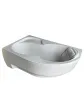 Acrylic corner bathtub, asymmetrical, white arrangement with a pillow - 150x100 cm ORUNA