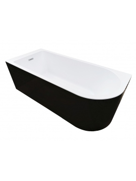Acrylic free standing back-to-wall bathtub, model NOLA black 170x75x58 cm