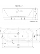 Technical drawing of the free-standing whirlpool bathtub SORENA OVAL 180x80 cm