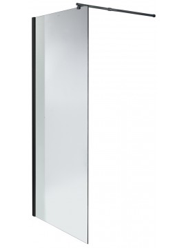 Black Walk-in wall shower enclosure 8 mm transparent toughened safety glass