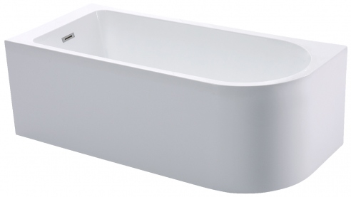 Acrylic free standing back-to-wall bathtub, model NOLA white 160x75x57 cm