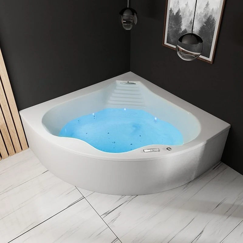 Polish corner whirlpool bathtub 140x140 cm AVIRA with LED lighting