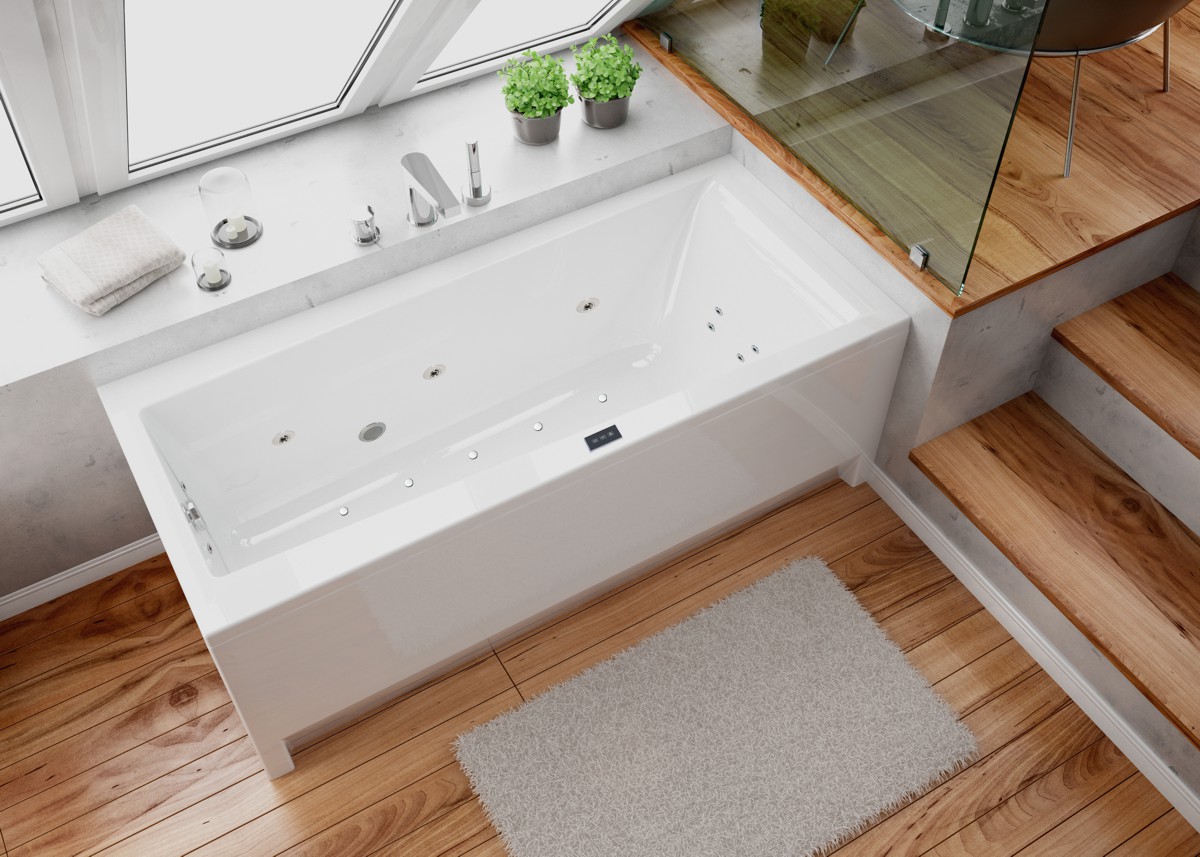 Polish quality - rectangular hydromassage bathtub by ESSENTE, ExclusiveLine series - model BARBOSA 150x75 cm