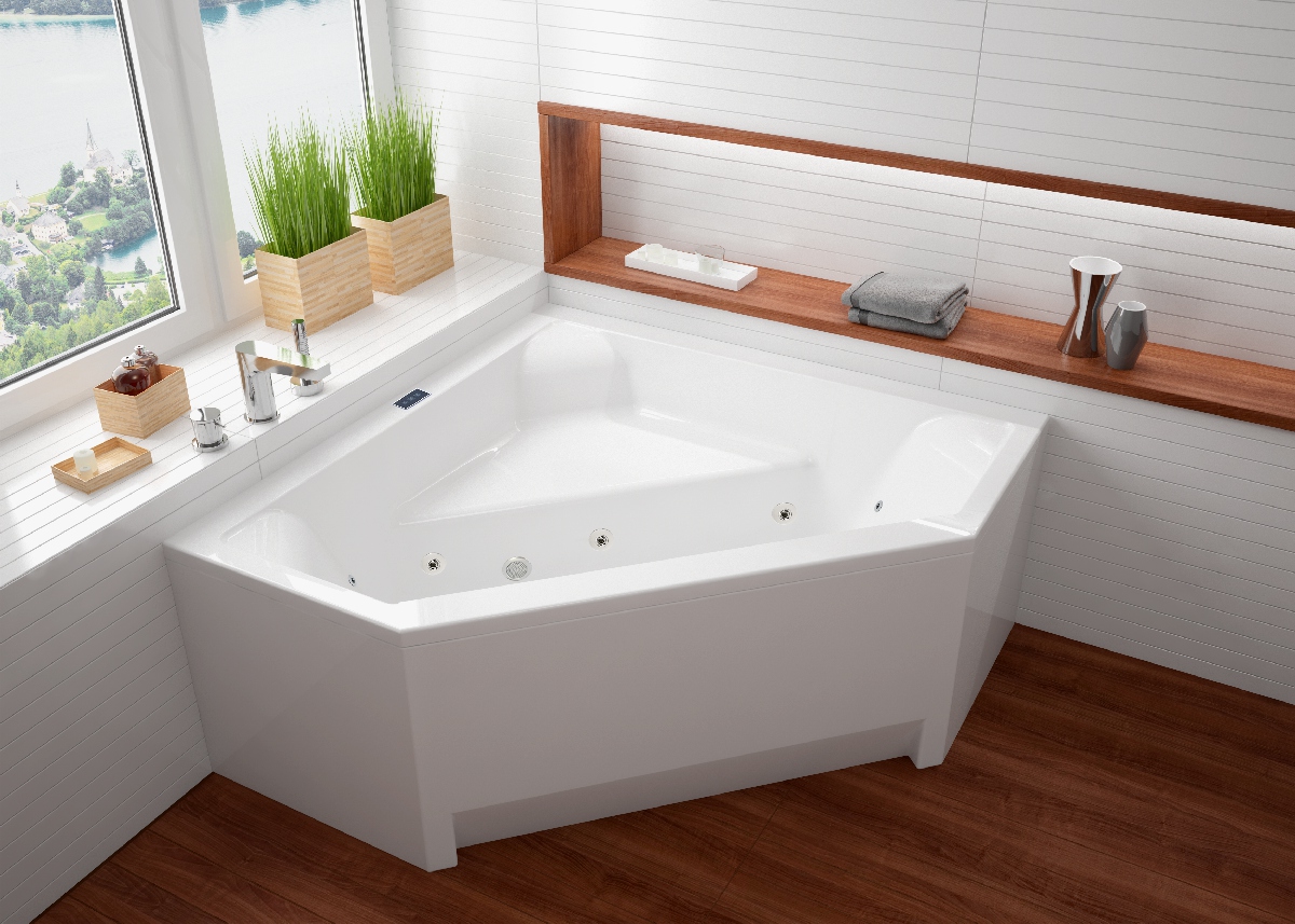 Corner whirlpool bathtub ExclusiveLine series, model BARBOSA 140x140 cm