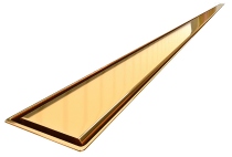 Built-in linear drain with low Viega odor trap. Black, gold or steel to choose from. Also available with a ready-made mask.