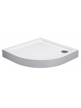 Snow-white shower tray 100x100x13.5 cm. High floor stand with chrome siphon