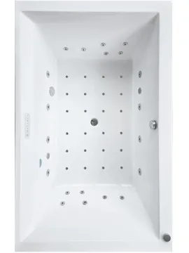 Asymmetric corner bathtub with hydromassage on legs - 139 x 196 cm