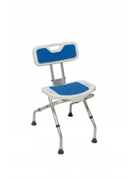 Adjustable folding shower chair with aluminum backrest