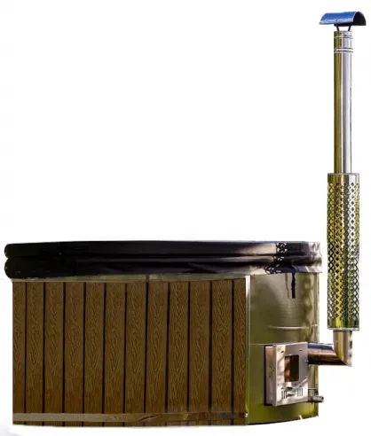 Garden hot tub with internal stove, 200 cm - brown composite board Garden hot tub with internal stove - brown composite board