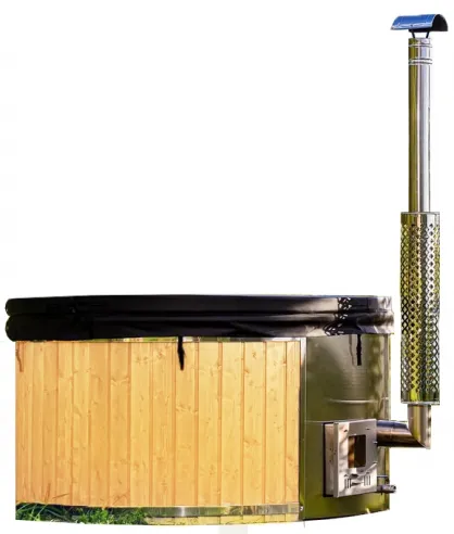 Garden hot tub with internal stove 225 cm - painted spruce wood Garden hot tub with internal stove - natural spruce wood painted light oak