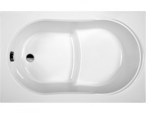Acrylic rectangular bathtub with build seat 130x75 cm