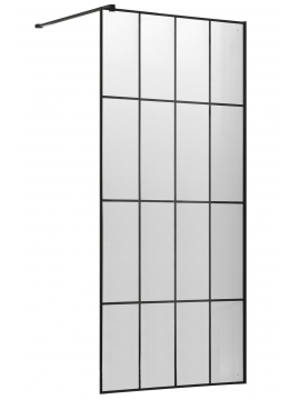 FLIT Walk-In black wall shower enclosure 100x190 cm safety glass 8 mm