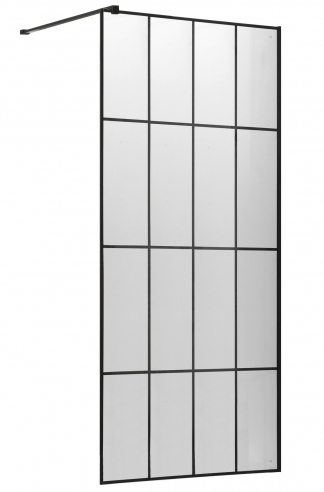 Ścianka prysznicowa FLIT BLACK WALK-IN 120x190cm szkło 8 mm z kratką