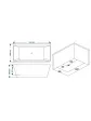 Technical drawing of the free-standing wall-mounted bathtub ZENTO 160x80