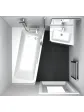 Wall-mounted bathroom bathtub, bathroom interior perspective, top view, Ravak 160x95 cm
