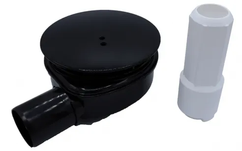 Siphon for a shower tray, low, black, for a shower, 90 mm, slim version