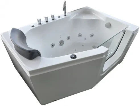 Shallow opening bathtub with hydromassage for the elderly and disabled - MEDICA 135x90 cm