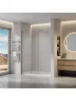 Walk-in shower cubicle with glass wall, walk-in shower, transparent, 8 mm, walk-in shower, 90 cm - Shiny model