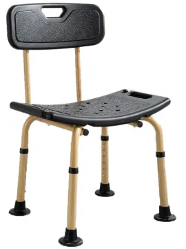 Black aluminum shower chair with backrest