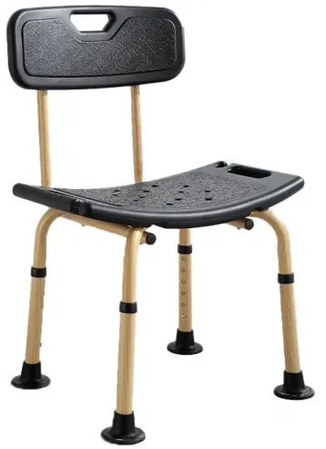 Black shower chair with backrest Black aluminum shower chair with backrest