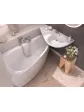 Small left corner acrylic bathtub 1600x750 mm, Avocado model, small bathroom arrangement
