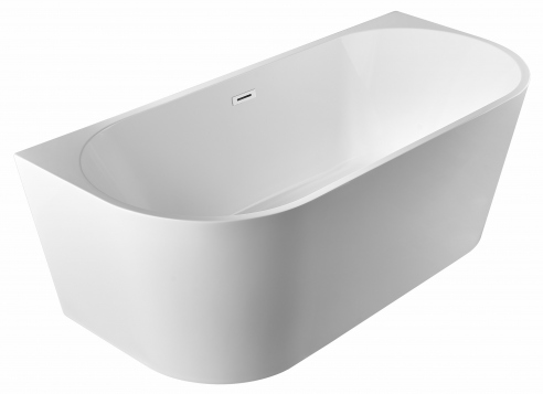 Acrylic free standing back-to-wall bathtub, model AREZO white 140x71x58 cm