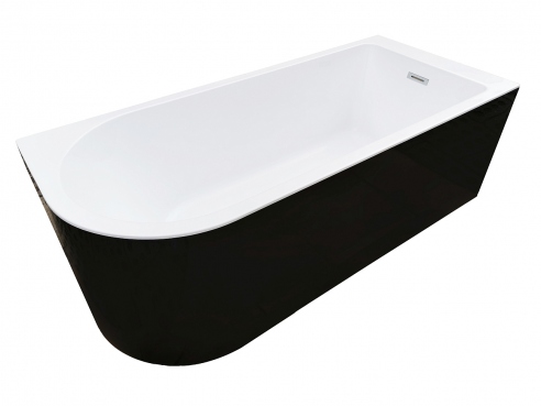 Acrylic free standing back-to-wall bathtub, model NOLA black 170x75x58 cm