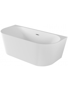Acrylic free standing back-to-wall bathtub, model LUGO white 170x80x58 cm 