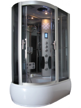 Corner shower cubicle with steam sauna function and hydromassage, right version - SGM-KL8701L 120x80x215 cm