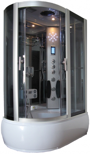 Narożna kabina prysznicowa-parowa z funkcją sauny, hydromasażem, radio, bluetooth - SGM-KL8701L 120x80x215 cm prawa