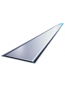 Slim 70 cm linear drain with a Viega siphon and a narrow tile channel