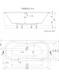 Rysunek techniczny wanny wolnostojącej z hydromasażem SORENA OVAL 180x80 cm