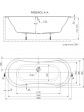 Technical drawing of Sorena Oval 180x80 cm free-standing oval bathtub