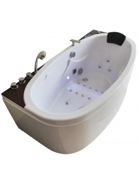 Wall-mounted oval hydromassage bathtubtub with skirt, shower faucet, LED lighting, ozonation - SGM-KL9110 170x85 cm