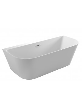 Acrylic free standing back-to-wall bathtub, model TIVOLI white 150x75x58 cm 
