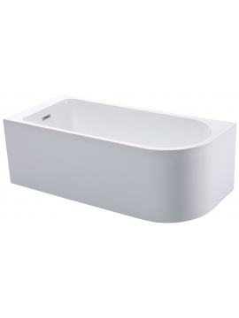 Acrylic free standing back-to-wall bathtub, model NOLA white 170x75x58 cm