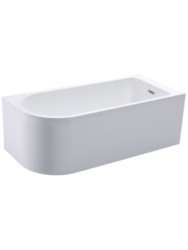 Free-standing wall-mounted corner acrylic white bathtub with skirt NOLA 150x75 cm right version with siphon and overflow