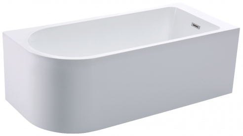 Free-standing wall-mounted corner acrylic white bathtub with skirt NOLA 150x75 cm right version with siphon and overflow