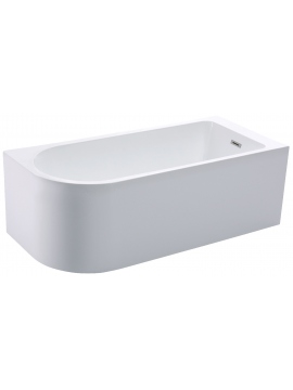 Acrylic free standing back-to-wall bathtub, model NOLA white 160x75x57 cm