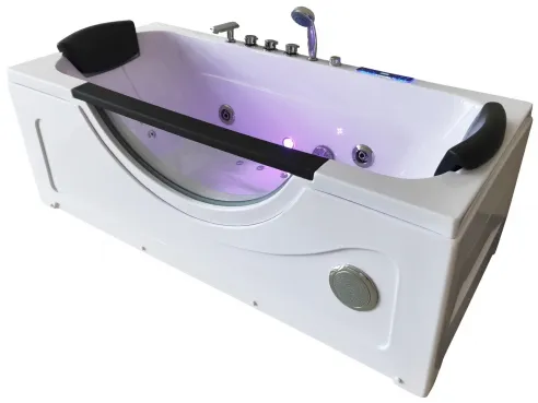 Wanna z hydromasażem 170x75 przyścienna prostokątna - SGM-KL9103 Wanna z hydromasażem przyścienna prostokątna SGM-KL9103 170x75 cm - z oświetleniem LED, funkcją Bluetooth i baterią prysznicową