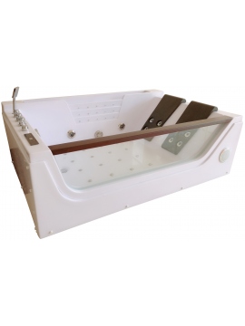 Przyścienna wanna z hydromasażem 2 osobowa SGM-KL9210 180x120 cm z szybą, podgrzewaniem, ozonowaniem i oświetleniem LED